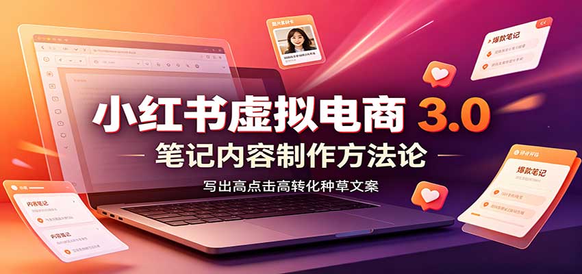 小红书虚拟电商3.0：账号搭建选品开店，笔记内容制作，矩阵投放教学-知创网
