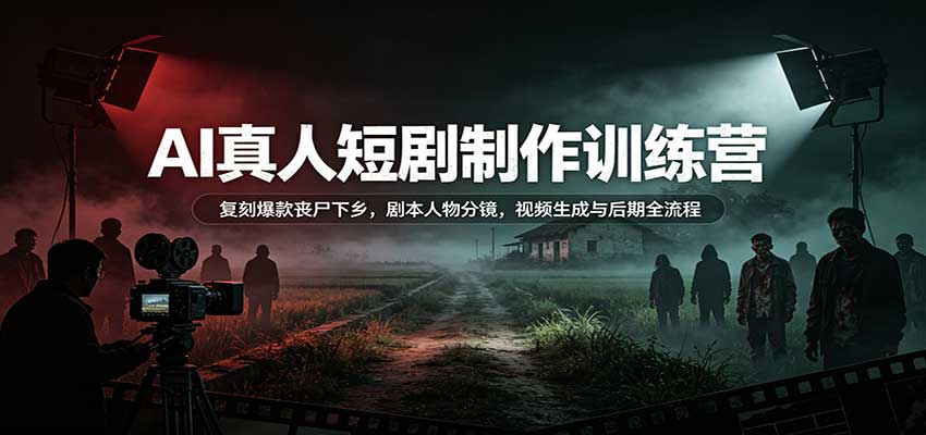 AI真人短剧制作训练营：复刻爆款丧尸下乡，剧本人物分镜，视频生成与后期全流程-知创网