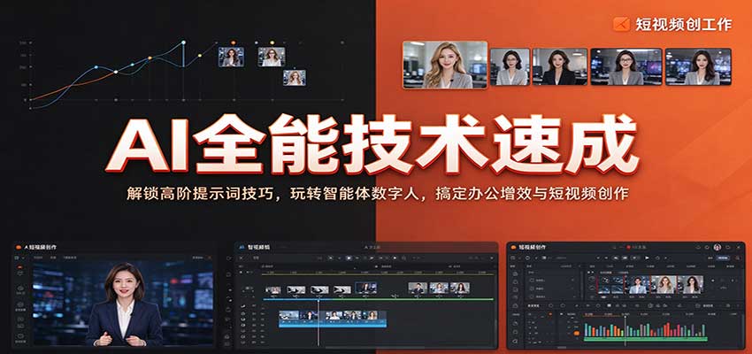 AI全能技术速成：解锁高阶提示词技巧，玩转智能体数字人，搞定办公增效与短视频创作-知创网
