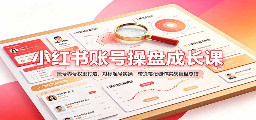 小红书账号操盘成长课:账号养号权重打造,对标起号实操,带货笔记创作实战复盘总结-知创网