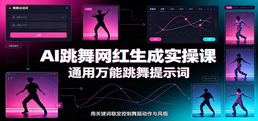 AI跳舞网红生成实操课：通用万能跳舞提示词，多模型适配，人物舞蹈视频制作全套教学-知创网