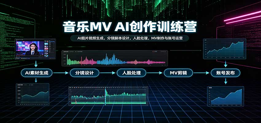 音乐MV AI创作训练营：AI图片视频生成，分镜脚本设计，人脸处理，MV制作与账号运营-知创网