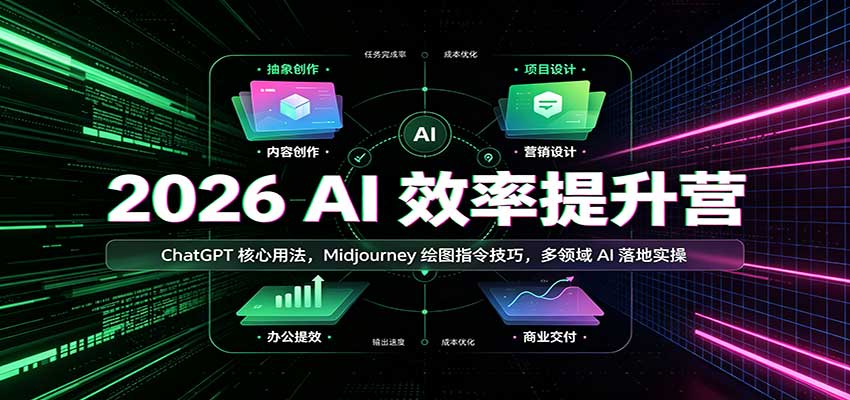 2026 AI效率提升营：ChatGPT核心用法，Midjourney绘图指令技巧，多领域AI落地实操-知创网