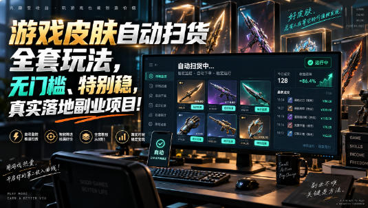 游戏皮肤自动扫货全套玩法，无门槛、特别稳，真实落地副业项目！【揭秘】-知创网