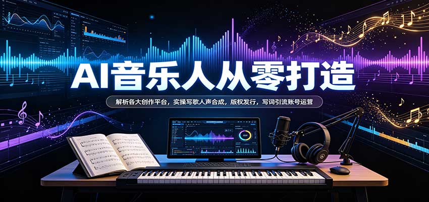 AI音乐人从零打造:解析各大创作平台,实操写歌人声合成,版权发行,写词引流账号运营-知创网