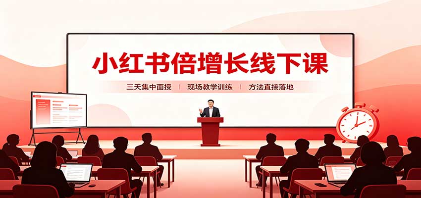 小红书倍增长线下课：三天集中面授，拆解选品、素材制作与起号全链路-知创网