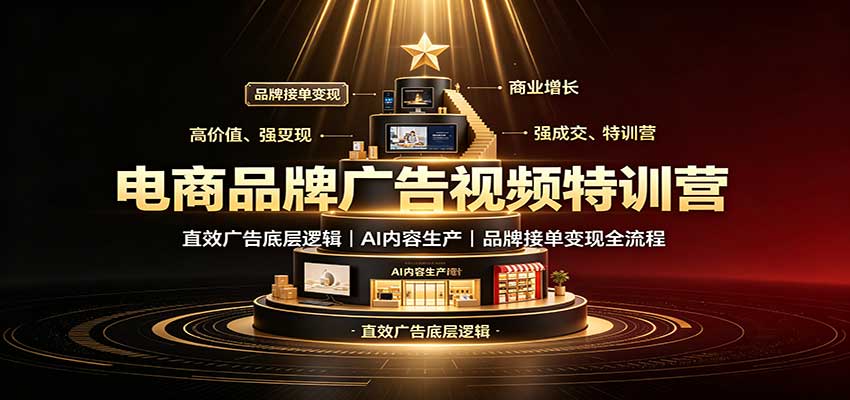 电商品牌广告视频特训：直效广告底层逻辑，AI内容生产，品牌接单变现全流程-知创网