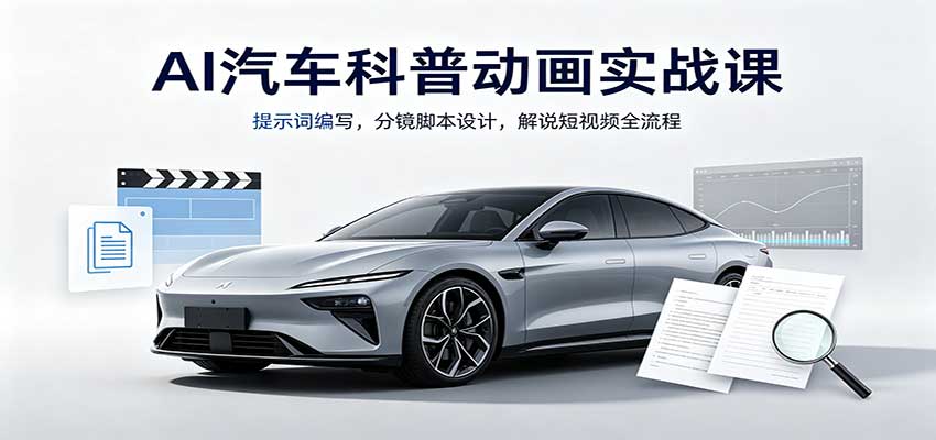 AI汽车科普动画实战课:提示词编写,分镜脚本设计,解说短视频全流程-知创网