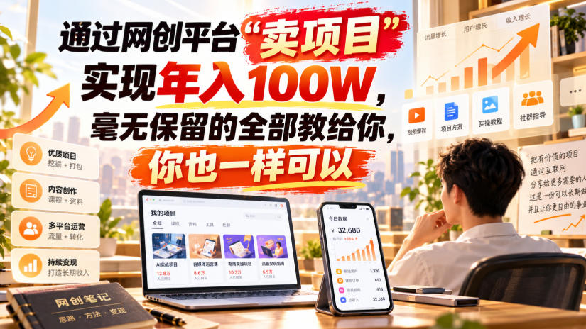 通过网创平台“卖项目”实现年入100W，毫无保留的全部教给你，你也一样可以！【揭秘】-知创网
