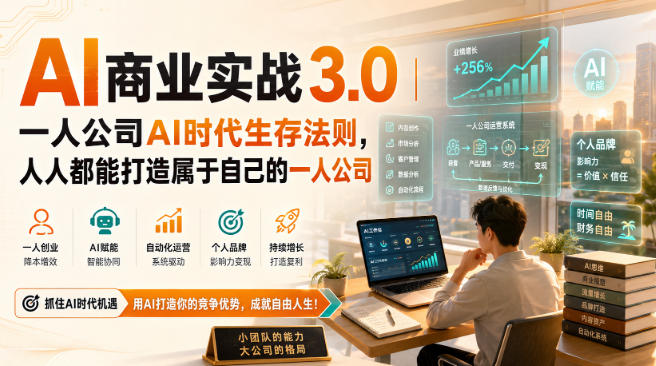AI商业实战3.0｜一人公司AI时代生存法则，人人都能打造属于自己的一人公司-知创网