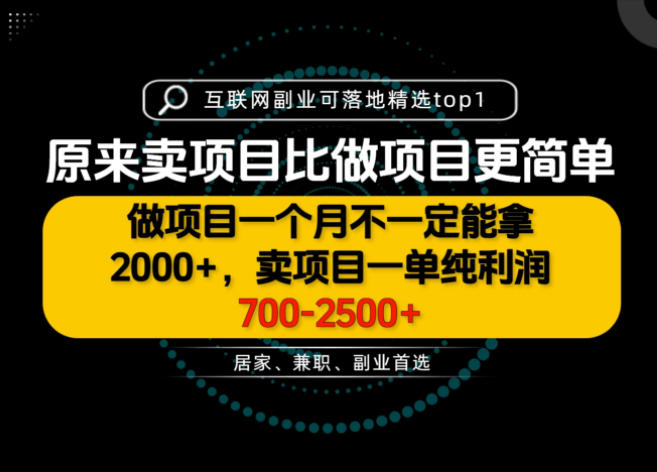 一单利润700-2.5K+,为什么我们要卖项目而不是做项目,我们普通人应该怎样开始?【揭秘】-知创网