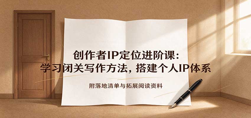 创作者IP定位进阶课:学习闭关写作方法,搭建个人IP体系,附落地清单与拓展阅读资料-知创网