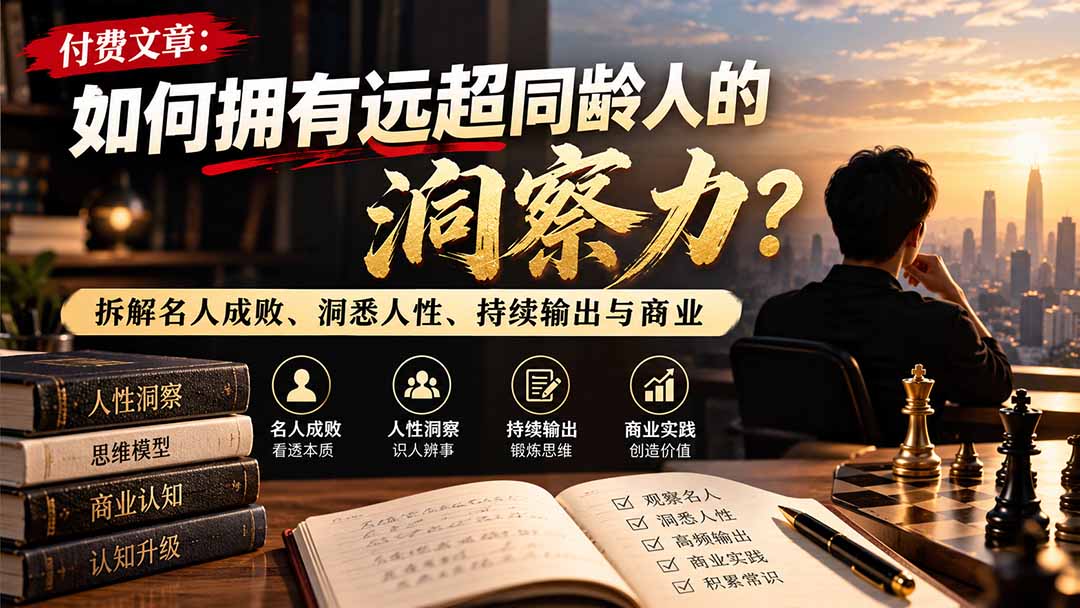 （21025期）付费文章：如何拥有远超同龄人的洞察力？拆解名人成败、洞悉人性、持续输出与商业实践-知创网
