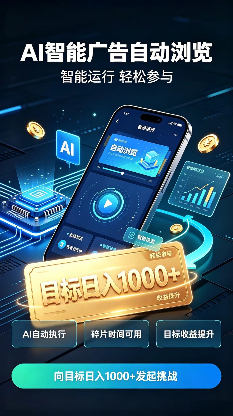 AI智能广告自动浏览项目,轻量操作稳定收益,低门槛自动挂机,闲暇时间轻松赚取收益-知创网