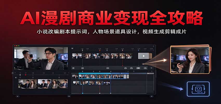 AI漫剧商业变现全攻略:小说改编剧本提示词,人物场景道具设计,视频生成剪辑成片-知创网