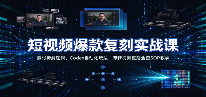 短视频爆款复刻实战课：素材拆解逻辑，Codex自动化玩法，即梦视频复刻全套SOP教学-知创网