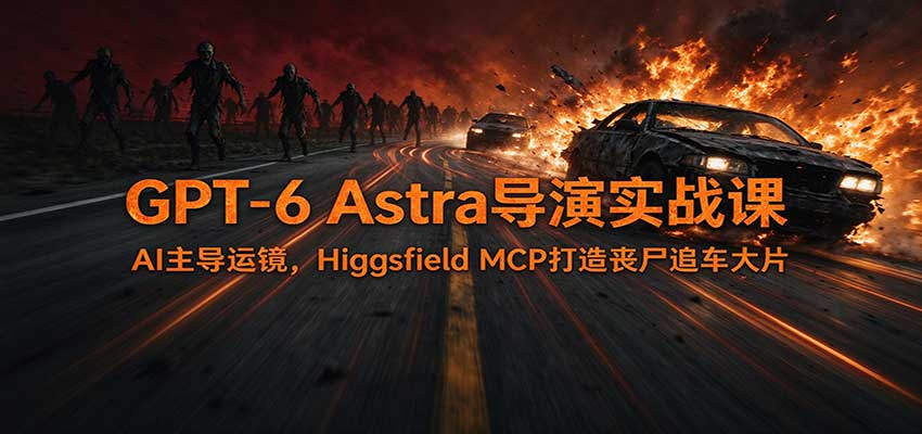 GPT-6 Astra导演实战课：AI主导运镜，Higgsfield MCP打造丧尸追车大片-知创网