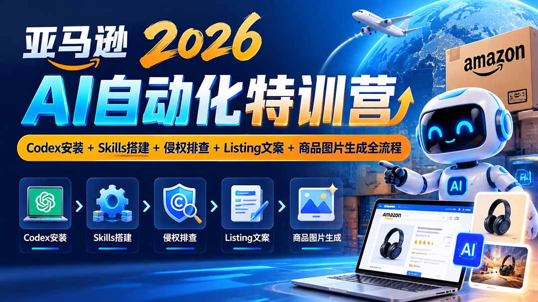 （20746期）亚马逊2026AI自动化-10月特训营：Codex安装+Skills搭建+侵权排查+Listing文案+商品图片生成全流程-知创网