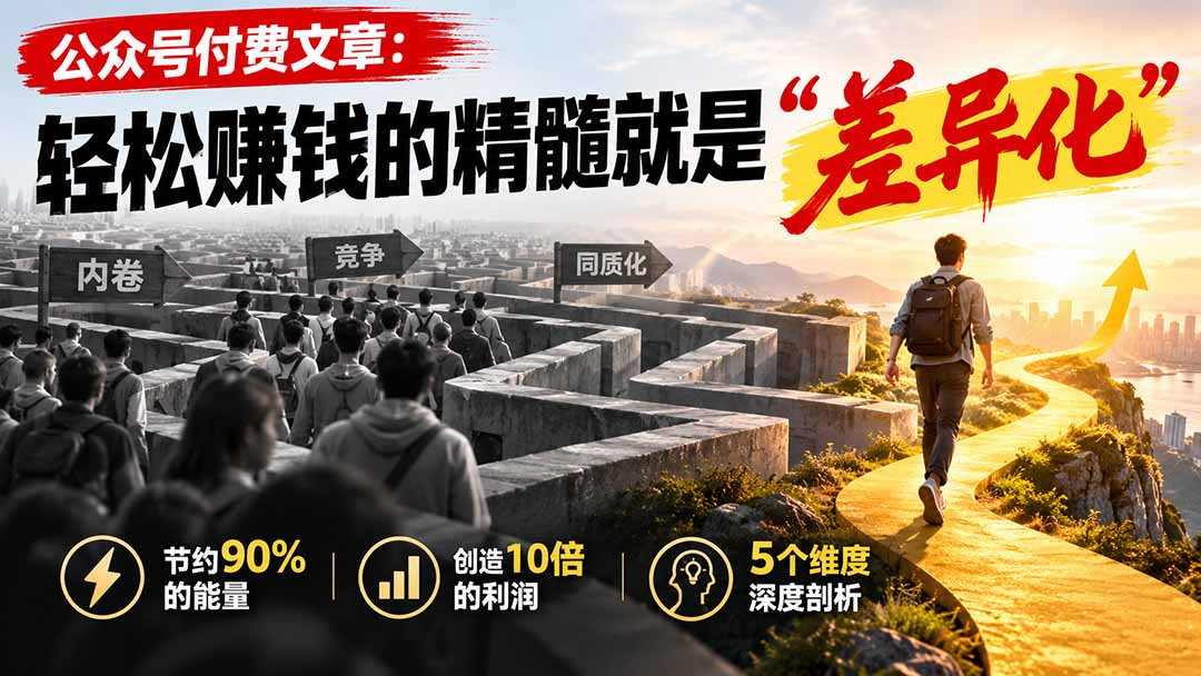 (20779期)公众号付费文章:轻松赚钱的精髓就是“差异化”-知创网