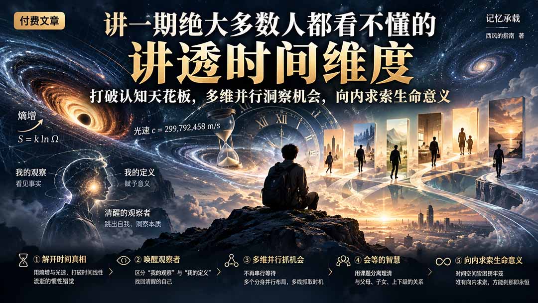 （21267期）付费文章：讲一期绝大多数人都看不懂的，讲透时间维度，打破认知天花板，多维并行洞察机会，向内求索生命意义-知创网