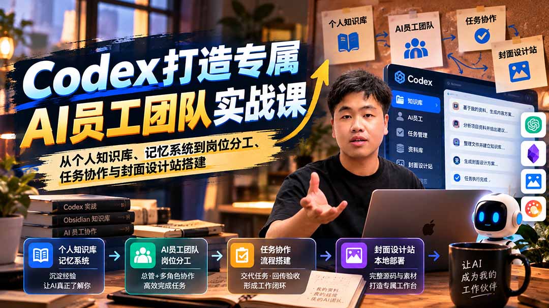 （20916期）【无水印】Codex打造专属AI员工团队实战课：从个人知识库、记忆系统到岗位分工、任务协作与封面设计站搭建-知创网