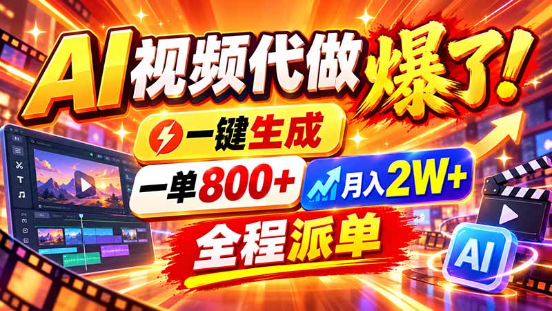 (21114期)2026年底新赛道,AI视频代做一单800+,小白可做,告别打工-知创网