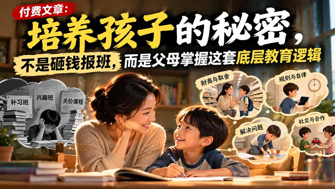 （21179期）付费文章：培养孩子的秘密，不是砸钱报班，而是父母掌握这套底层教育逻辑-知创网
