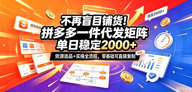 （20955期）不再盲目铺货！拼多多一件代发矩阵落地攻略，提供优质货源店铺运营全流程，零基础可直接复制-知创网