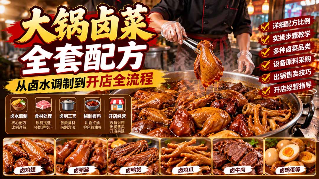 (21232期)大锅卤菜全套配方,从卤水调制到开店全流程,感觉学会了去摆摊也不错-知创网