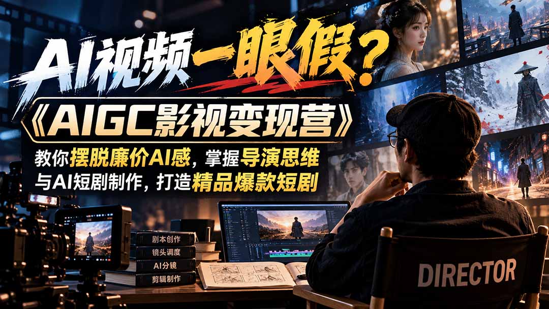 （21133期）【无水印】AI视频一眼假？《AIGC影视变现营》教你摆脱廉价AI感，掌握导演思维与AI短剧制作，打造精品爆款短剧-知创网
