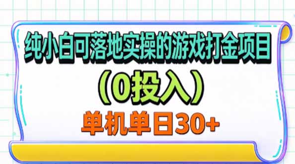 (20993期)纯小白可落地实操的游戏打金项目(0投入)单机单号30+-知创网