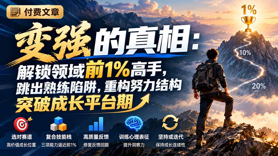 （21042期）付费文章：变强的真相：解锁领域前1%高手，跳出熟练陷阱，重构努力结构突破成长平台期-知创网