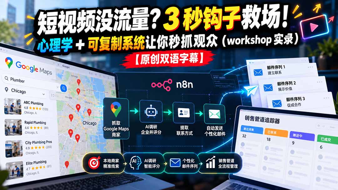 （21043期）短视频没流量？3 秒钩子救场！心理学 + 可复制系统让你秒抓观众（workshop 实录）【原创双语字幕】-知创网