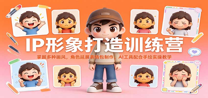 IP形象打造训练营:掌握多种画风,角色延展表情包制作,AI工具配合手绘实操教学-知创网