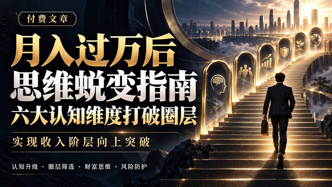 (21210期)付费文章:月入过万后思维蜕变指南,六大认知维度打破圈层,实现收入阶层向上突破-知创网