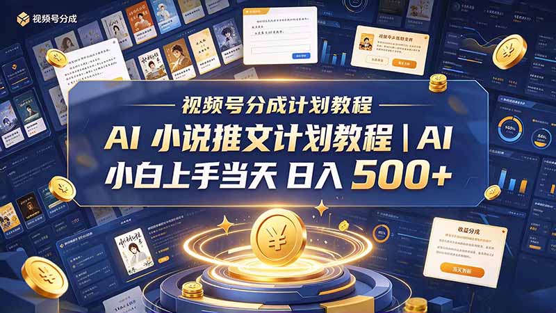 （20937期）最新视频号分成计划教程｜AI 小说推文，小白上手当天日入 500+-知创网