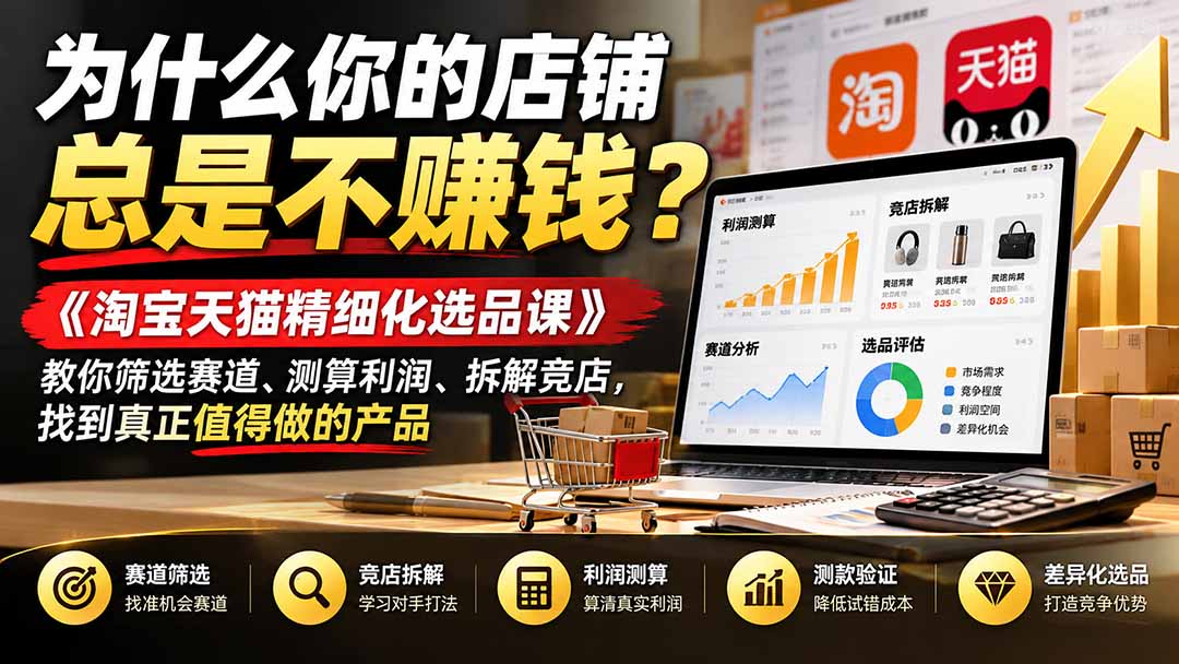 （21171期）为什么你的店铺总是不赚钱？《淘宝天猫精细化选品课》教你筛选赛道、测算利润、拆解竞店，找到真正值得做的产品-知创网