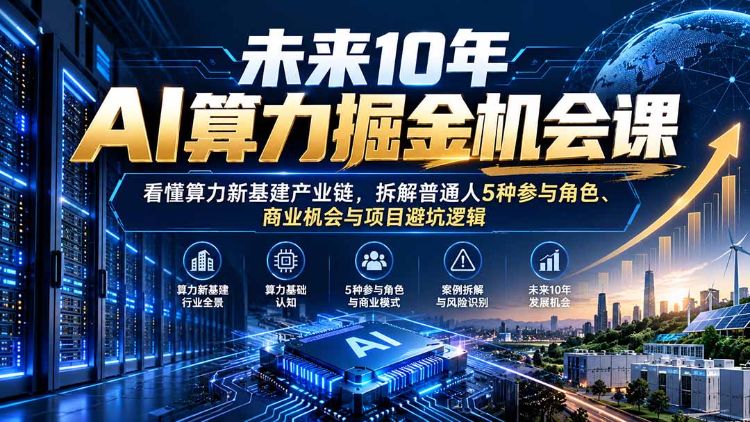 （20825期）未来10年AI算力掘金机会课：看懂算力新基建产业链，拆解普通人5种参与角色、商业机会与项目避坑逻辑-知创网