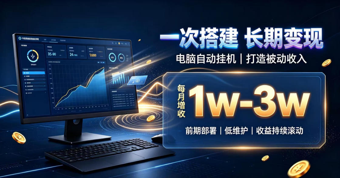 一份投入长期收益，电脑自动挂G类目，搭建被动收入每月增收1w-3w【揭秘】-知创网