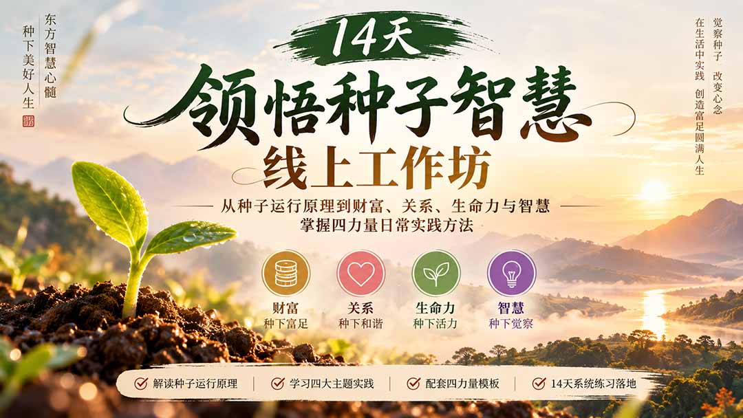(20756期)14天领悟种子智慧线上工作坊|从种子运行原理到财富、关系、生命力与智慧,掌握四力量日常实践方法-知创网