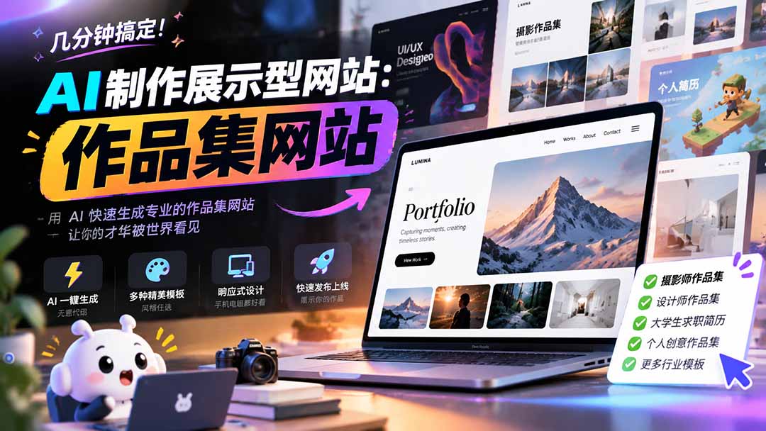 （21213期）几分钟搞定，AI制作展示型网站制作：作品集网站，用AI快速生成专业的作品集网站，接单变现！-知创网