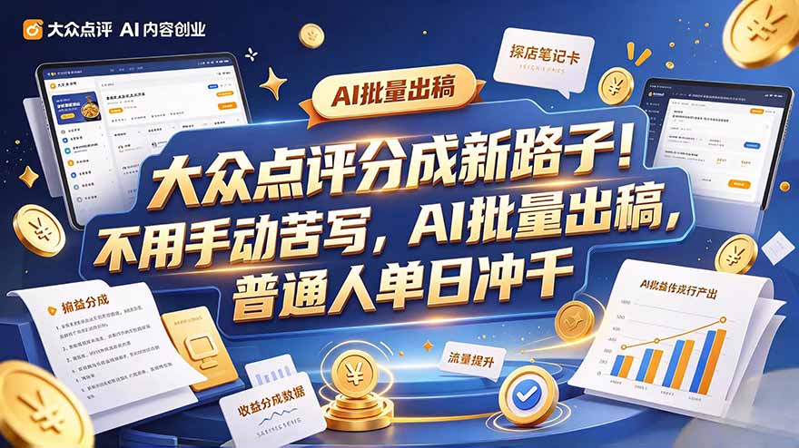 (20983期)大众点评副业新玩法,工具提效解放双手,批量做笔记,单日可破千-知创网