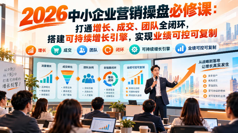 2026中小企业营销操盘必修课:打通增长、成交、团队全闭环,搭建可持续增长引擎,实现业绩可控可复制-知创网