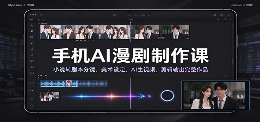 手机AI漫剧制作课：小说转剧本分镜，美术设定，AI生视频，剪辑输出完整作品-知创网