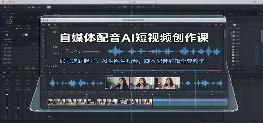 自媒体配音AI短视频创作课：账号选题起号，AI生图生视频，脚本配音剪辑全套教学-知创网