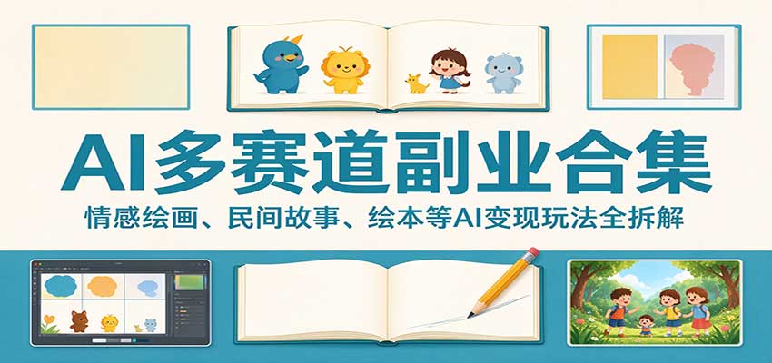 AI多赛道副业合集：情感绘画、民间故事、绘本等AI变现玩法全拆解-知创网