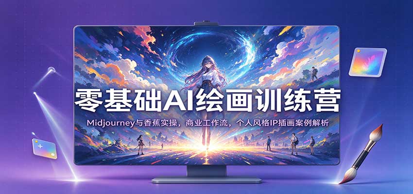 零基础AI绘画训练营：Midjourney与香蕉实操，商业工作流，个人风格IP插画案例解析-知创网