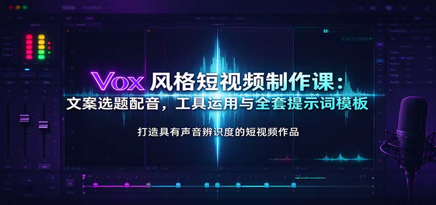 Vox风格短视频制作课：文案选题配音，工具运用与全套提示词模板-知创网