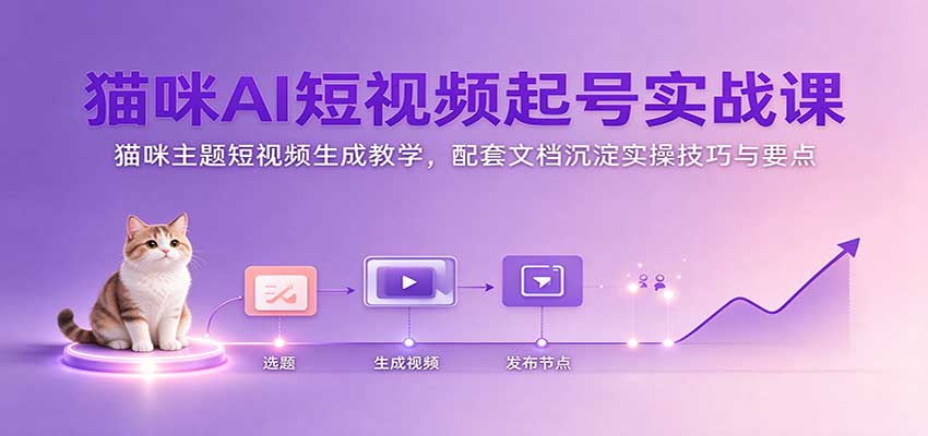猫咪AI短视频起号实战课：猫咪主题短视频生成教学，配套文档沉淀实操技巧与要点-知创网