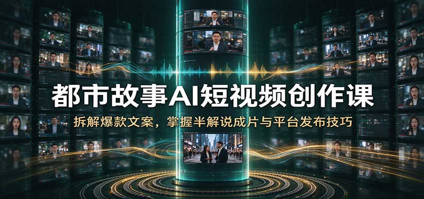都市故事AI短视频创作课：拆解爆款文案，掌握半解说成片与平台发布技巧-知创网